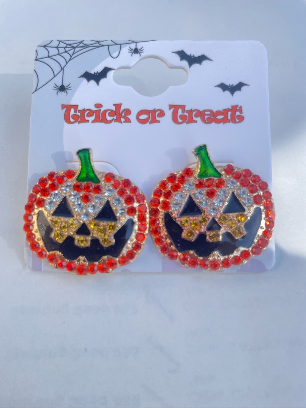 Halloween Pumpkin Crystal Stud Earrings